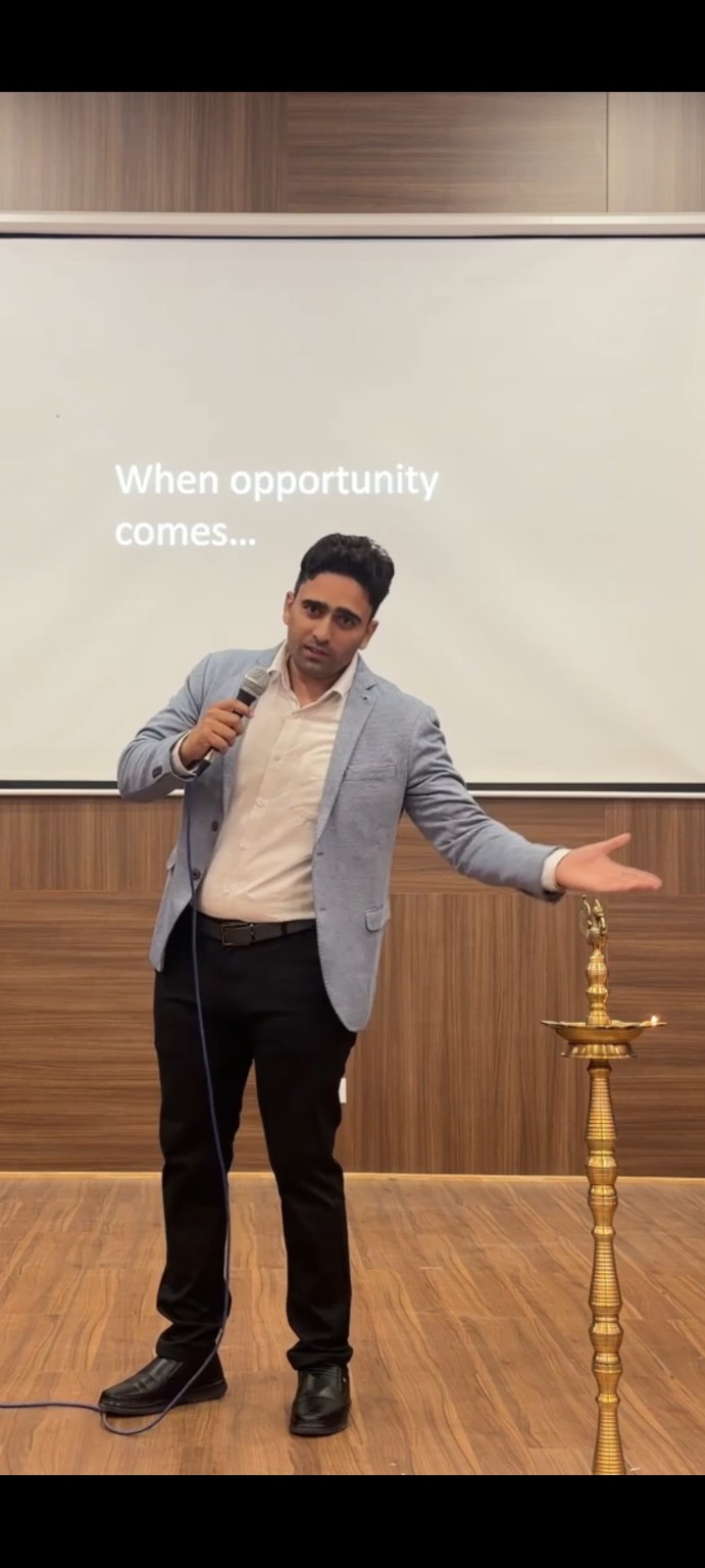 Amit Malik speaking during an original FirstEdge career-readiness session